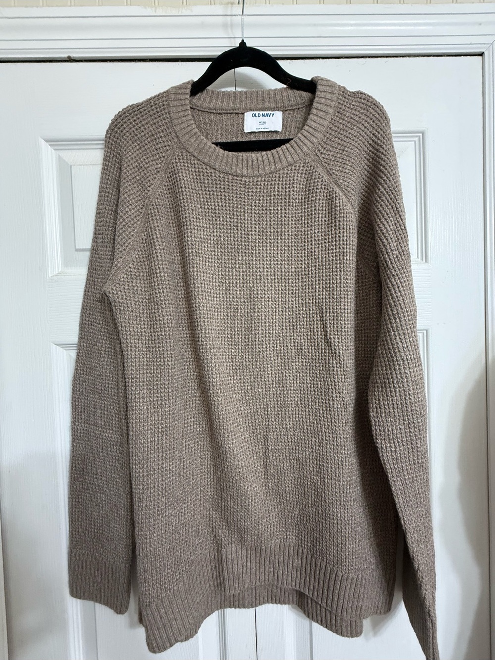 Old Navy Taupe Waffle Knit Crewneck Sweater